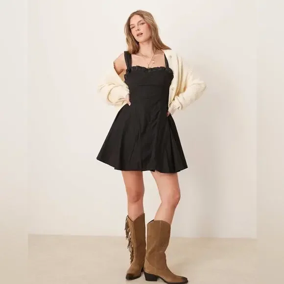 Free People Midnight Magic Mini Dress in Black Combo S - Picture 3 of 9